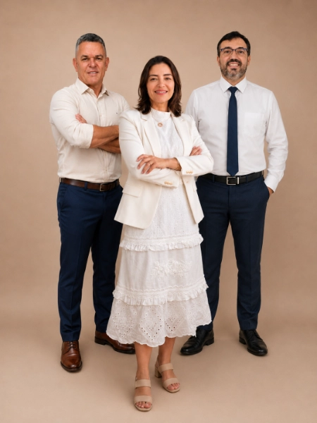 Fundadores da ViverClin: José Geraldo de Araújo, Priscilla Cardoso e Rômulo Avancini